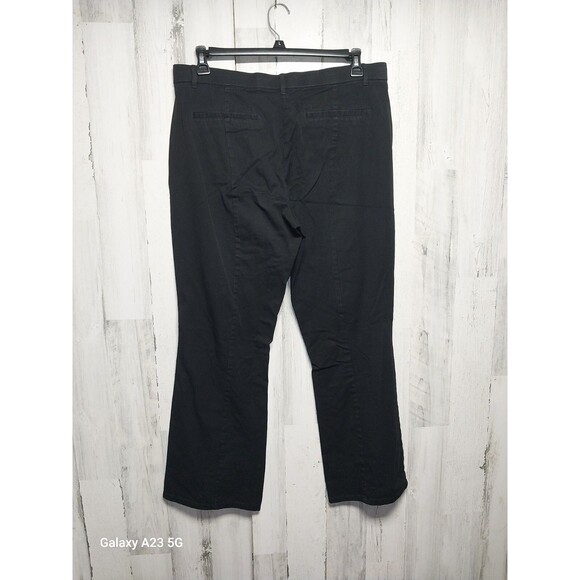 Isaac Mizrahi Live Boot Cut Fly Front Pants 16 Black Stretch Slacks - Picture 4 of 6